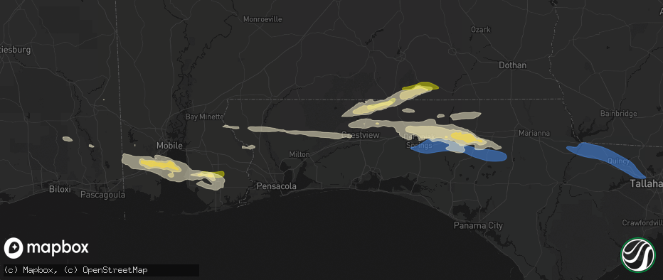 Hail map in Holt, FL on May 7, 2026