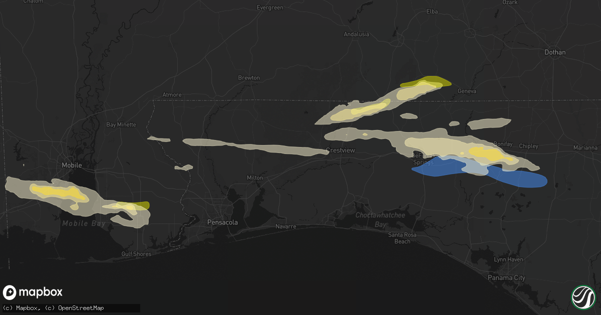 Hail map in Holt, FL on May 7, 2026