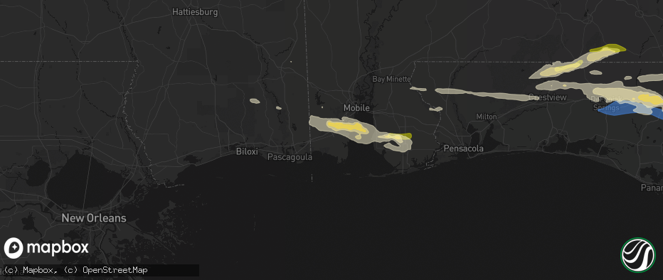 Hail map in Irvington, AL on May 7, 2026