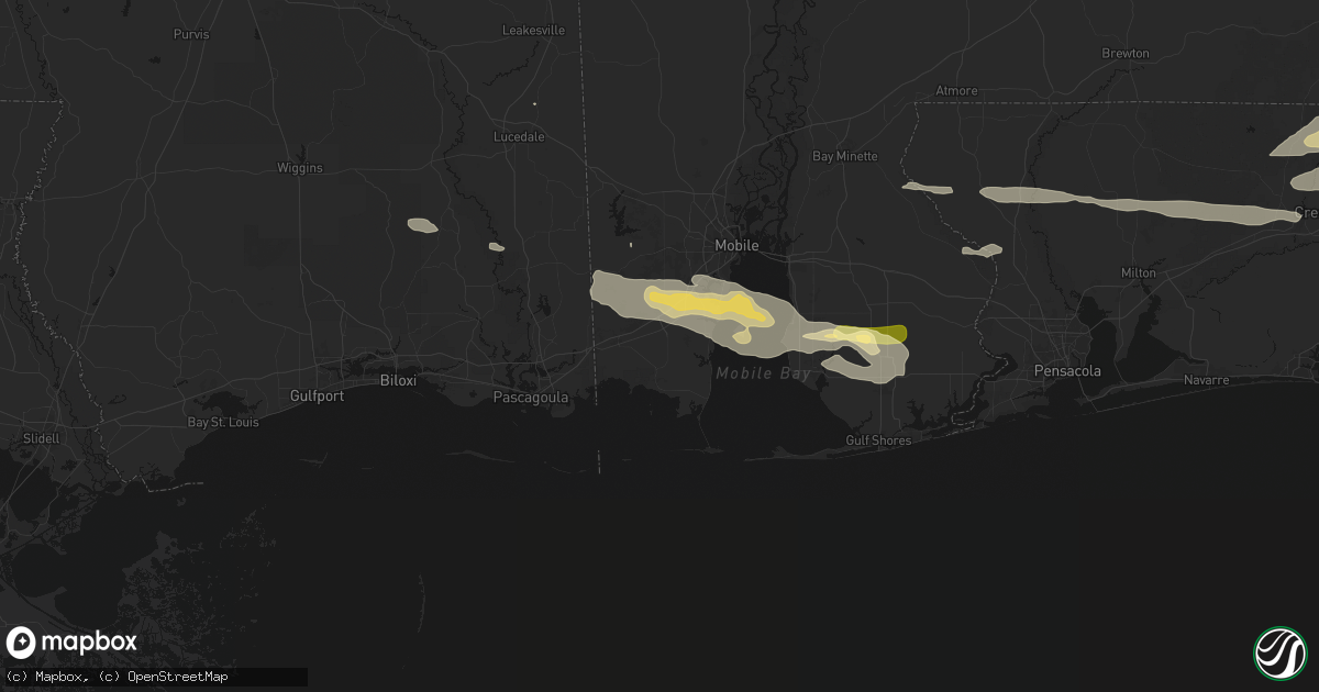 Hail map in Irvington, AL on May 7, 2026