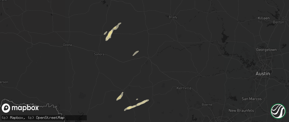 Hail map in Junction, TX on May 7, 2026