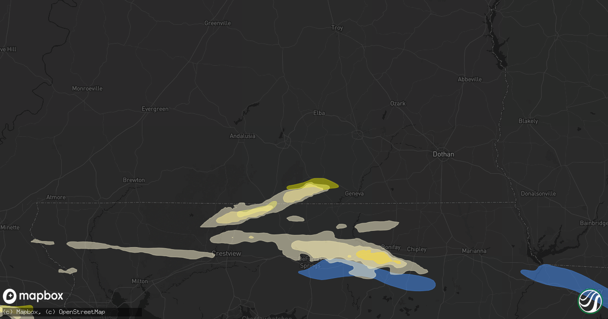 Hail map in Kinston, AL on May 7, 2026