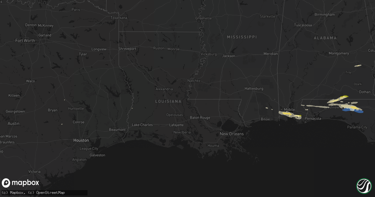 Hail map in Louisiana on May 7, 2026