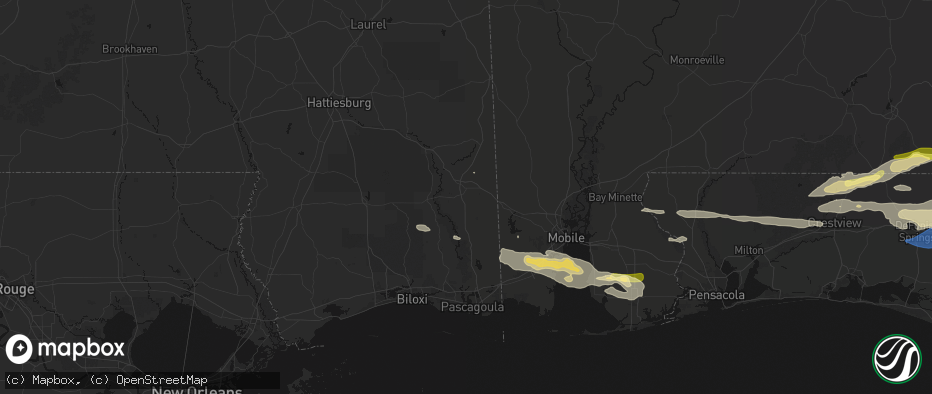 Hail map in Lucedale, MS on May 7, 2026