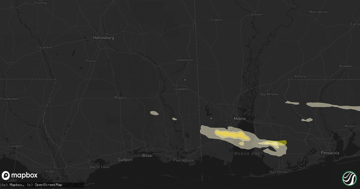 Hail map in Lucedale, MS on May 7, 2026