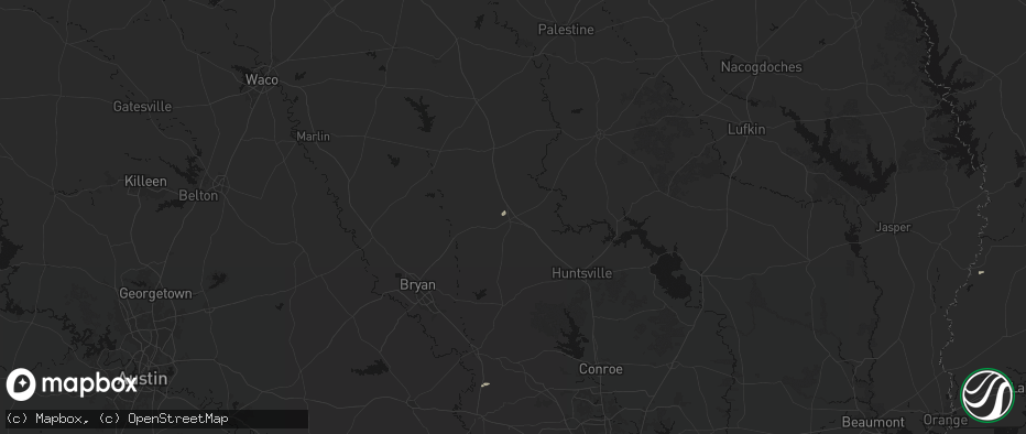Hail map in Madisonville, TX on May 7, 2026