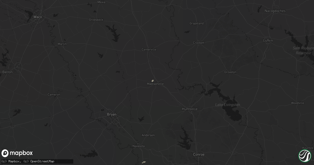 Hail map in Madisonville, TX on May 7, 2026