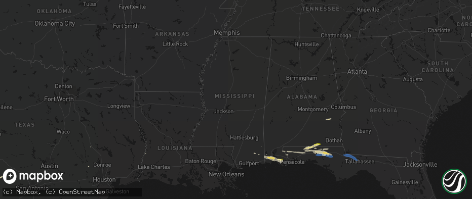 Hail map in Mississippi on May 7, 2026