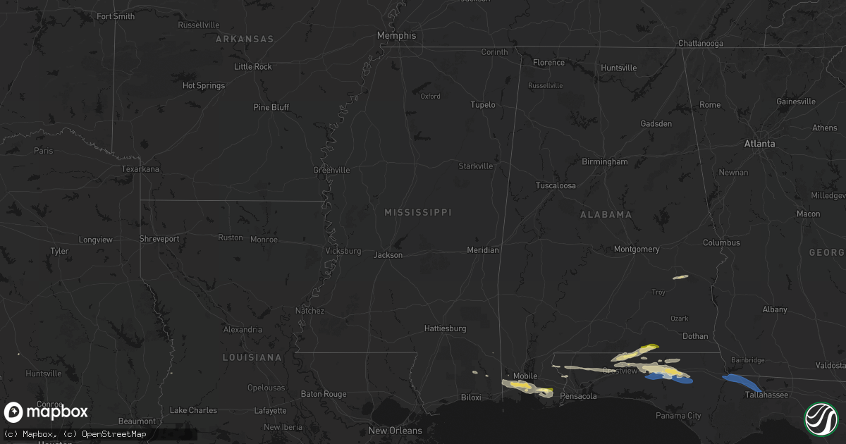 Hail map in Mississippi on May 7, 2026