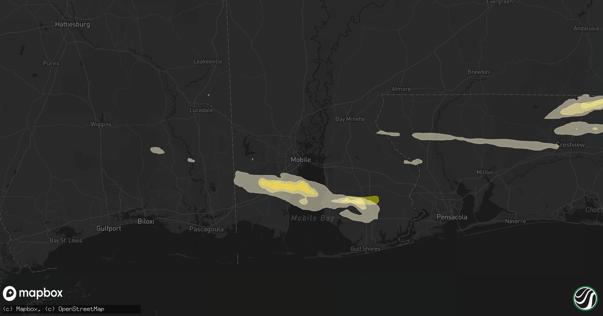 Hail map in Mobile, AL on May 7, 2026