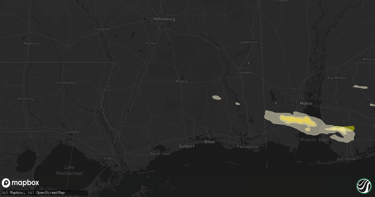 Hail map in Perkinston, MS on May 7, 2026