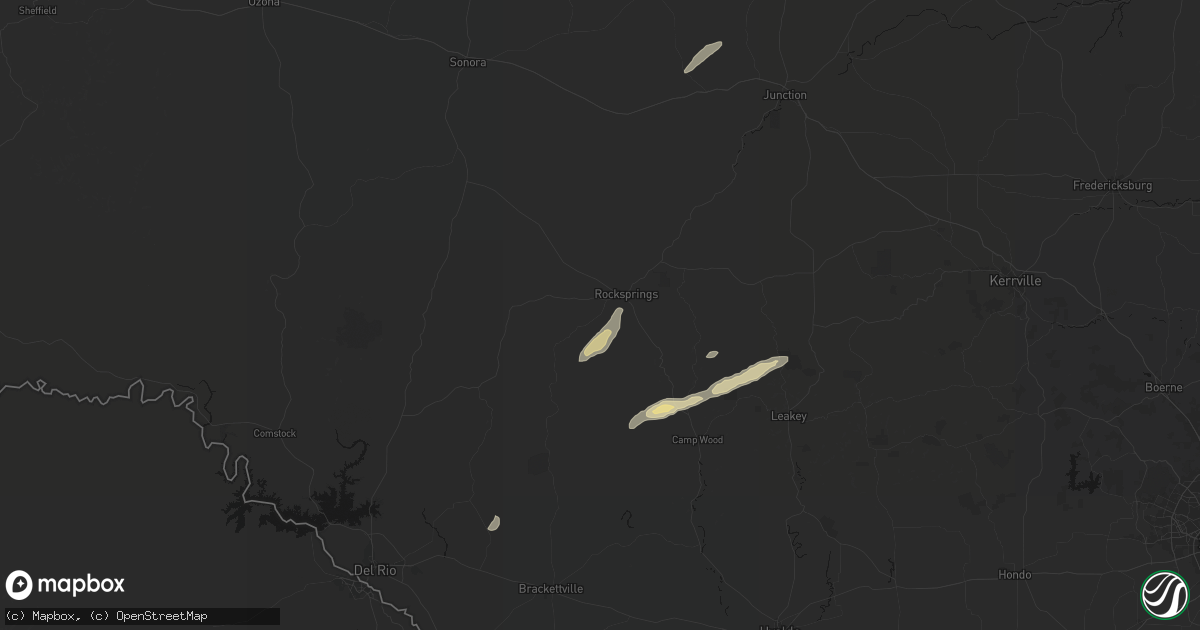 Hail map in Rocksprings, TX on May 7, 2026