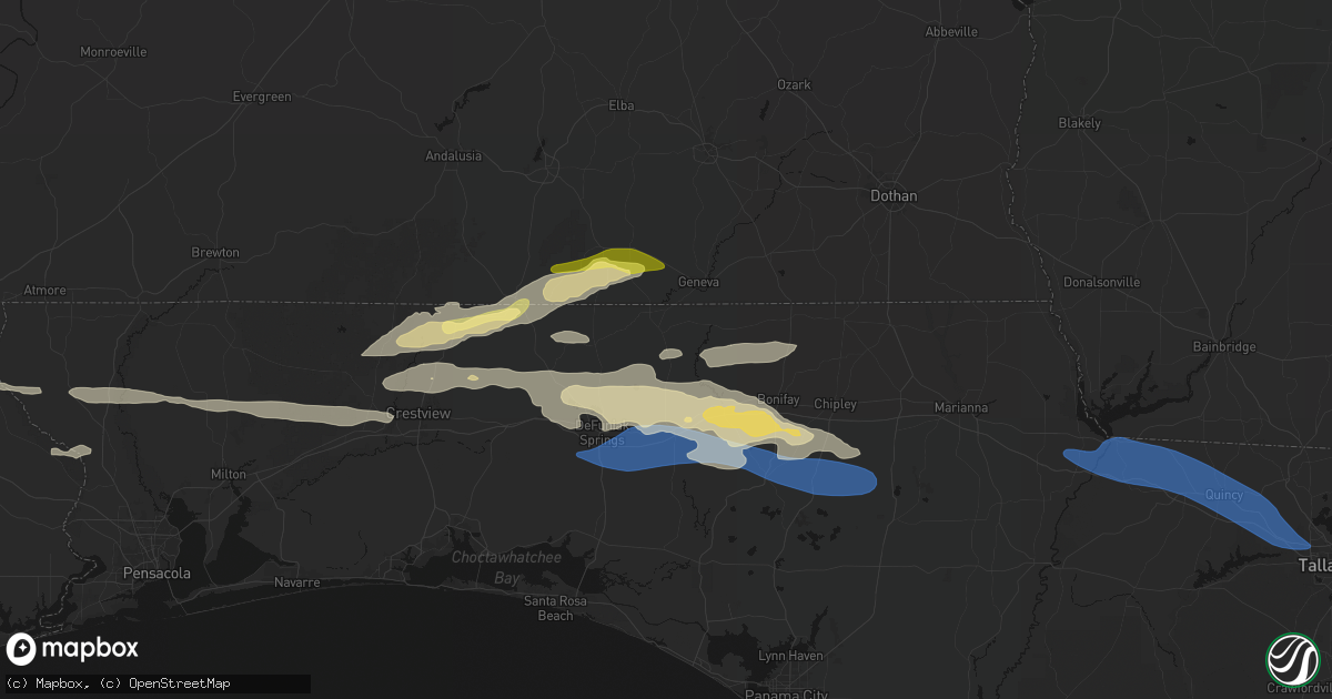 Hail map in Westville, FL on May 7, 2026