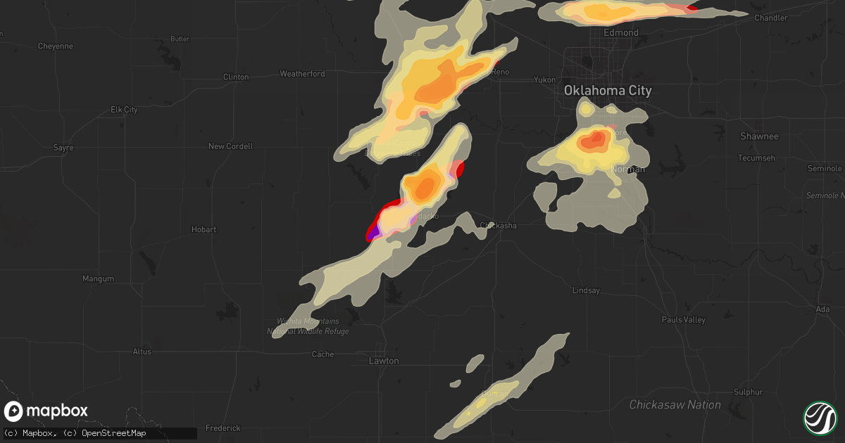 Hail map in Anadarko, OK on May 8, 2013