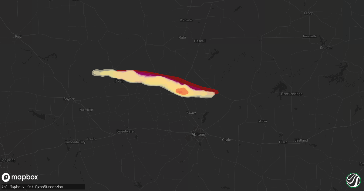 Hail map in Anson, TX on May 8, 2013