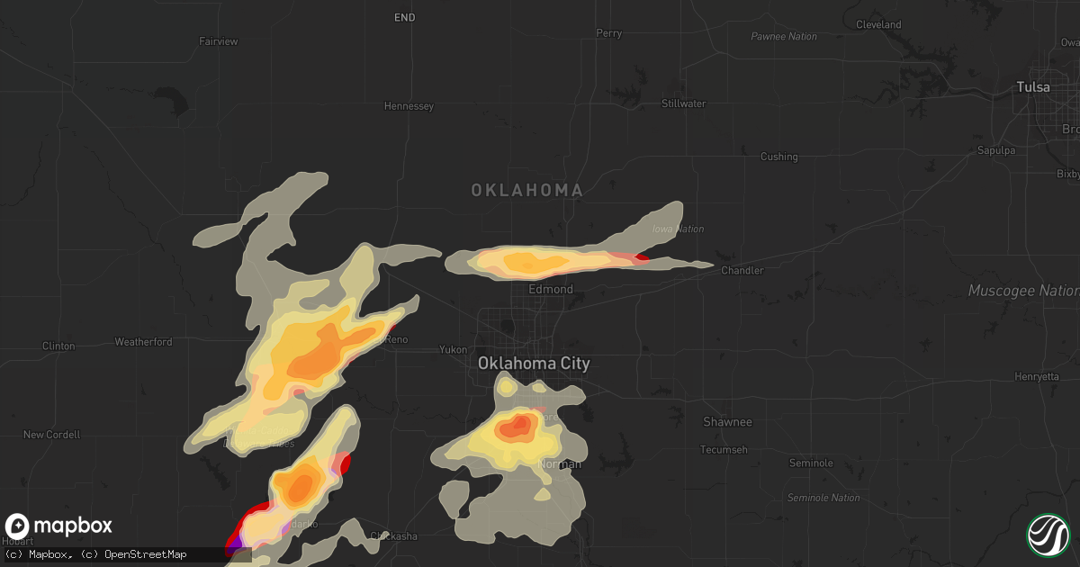Hail map in Edmond, OK on May 8, 2013