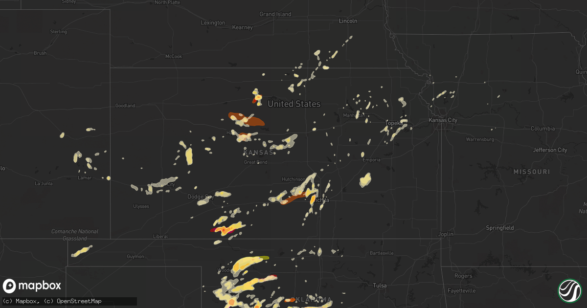Hail map in Kansas on May 8, 2013