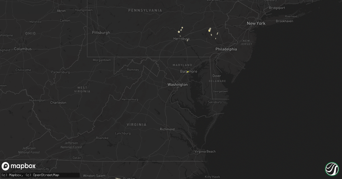 Hail map in Maryland on May 8, 2013