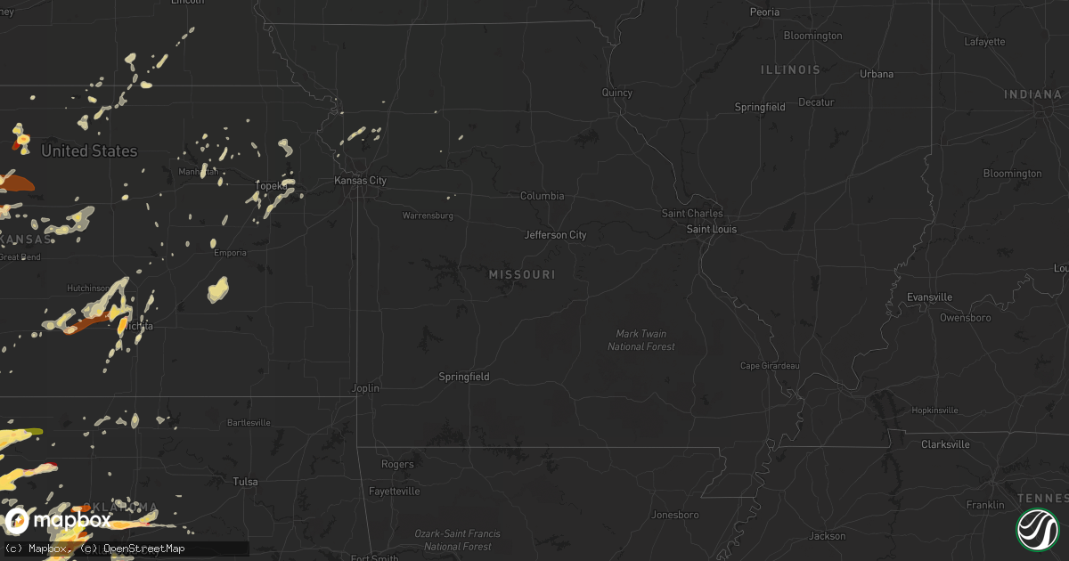 Hail map in Missouri on May 8, 2013
