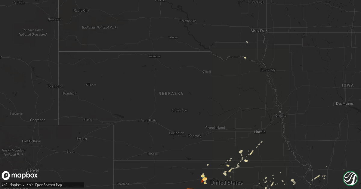 Hail map in Nebraska on May 8, 2013