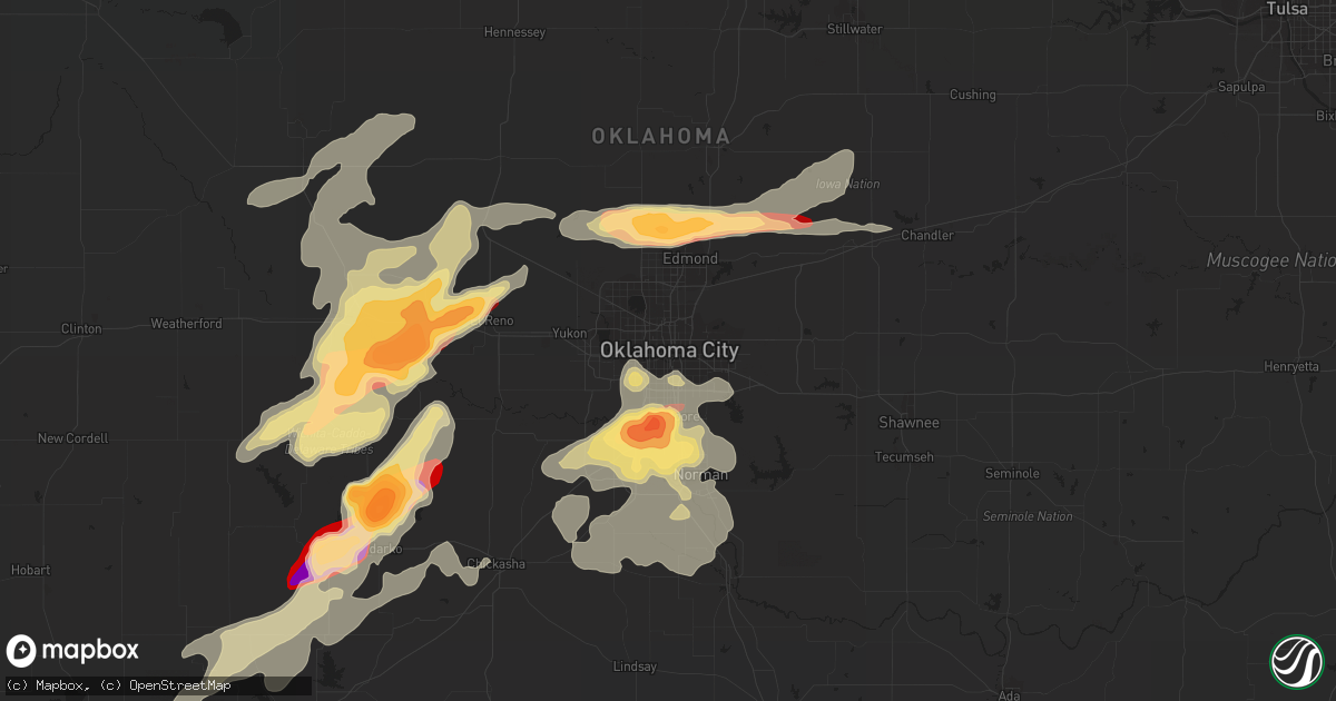 Hail map in Oklahoma City, OK on May 8, 2013