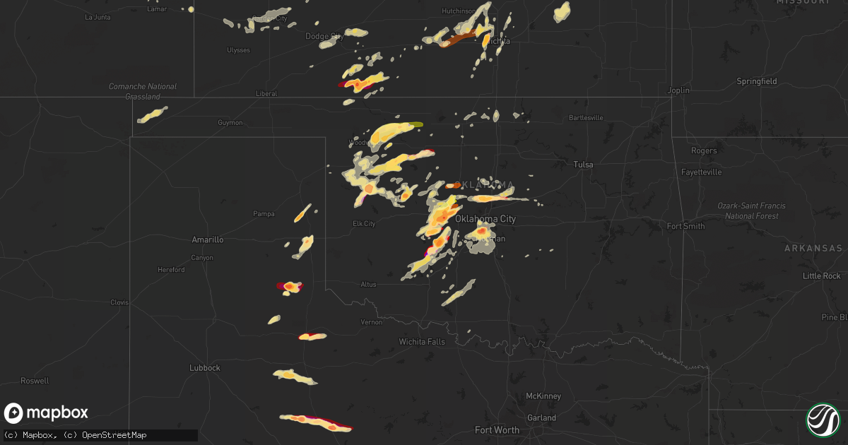 Hail map in Oklahoma on May 8, 2013