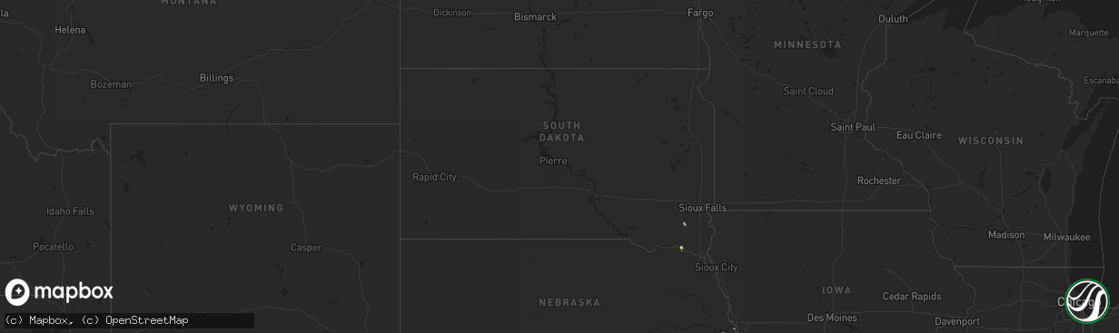 Hail map in South Dakota on May 8, 2013