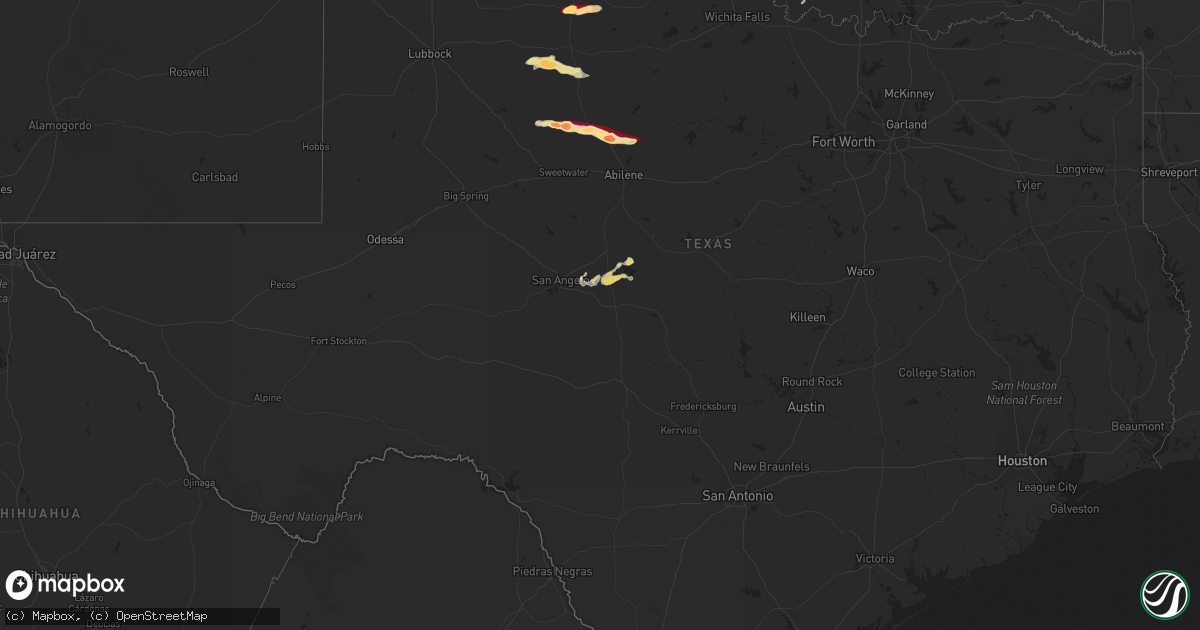 Hail map in Texas on May 8, 2013
