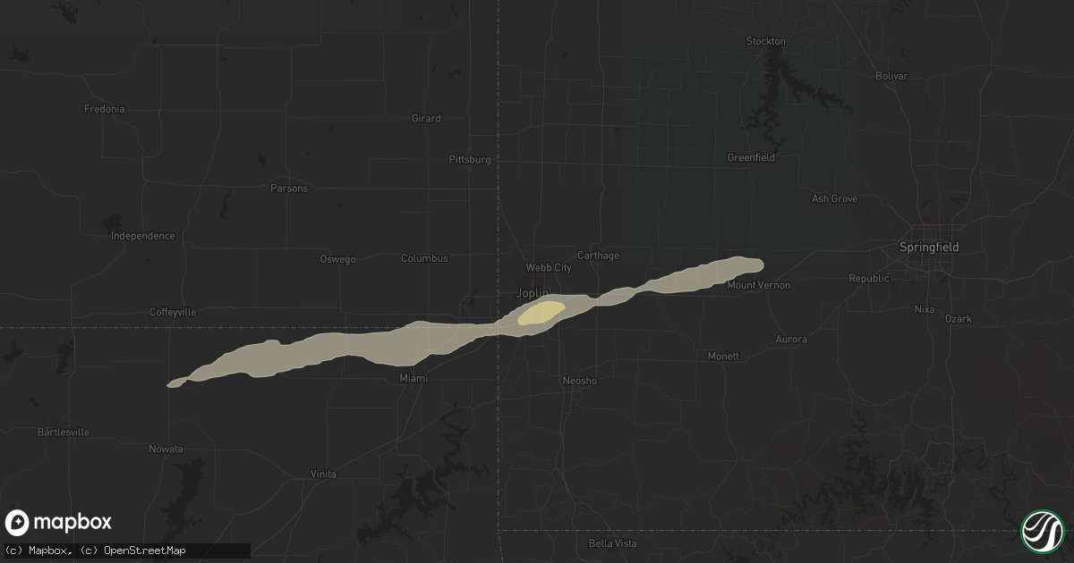Hail map in Joplin, MO on May 8, 2014