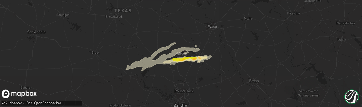 Hail map in Killeen, TX on May 8, 2014