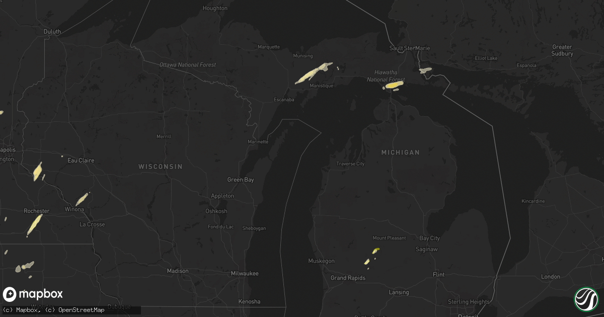 Hail map in Michigan on May 8, 2014
