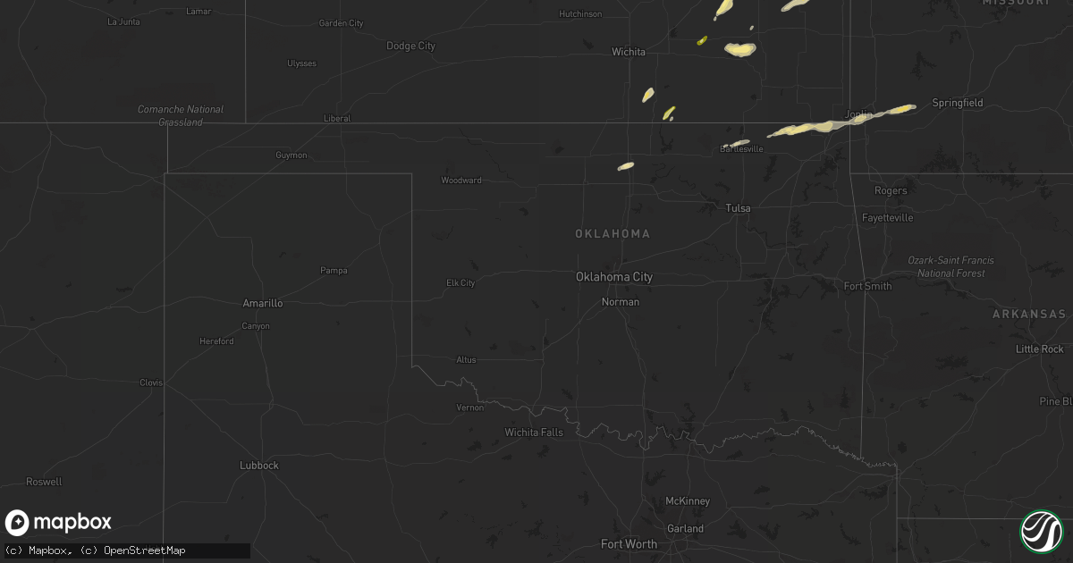 Hail map in Oklahoma on May 8, 2014