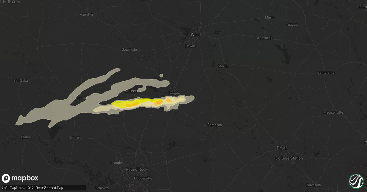 Hail map in Temple, TX on May 8, 2014