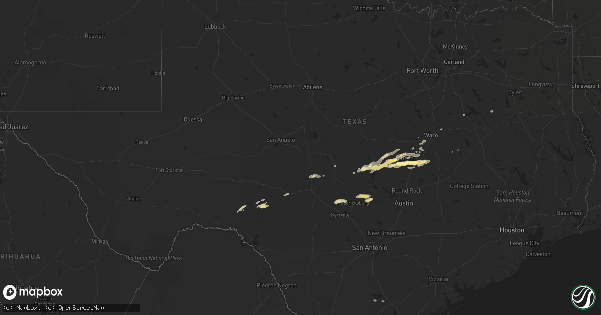 Hail map in Texas on May 8, 2014
