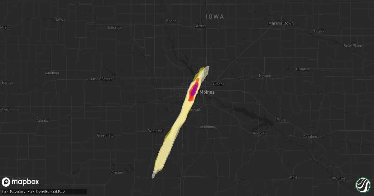Hail map in West Des Moines, IA on May 8, 2014