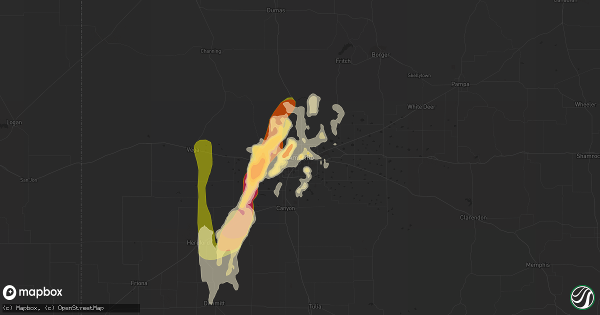 Hail map in Amarillo, TX on May 8, 2015