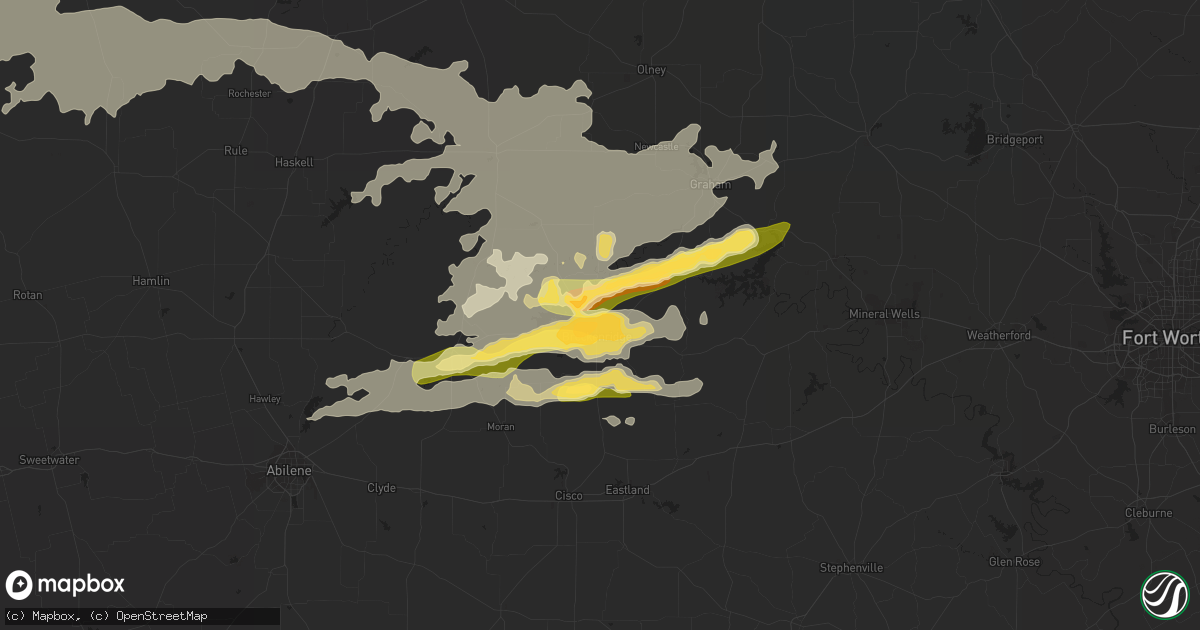 Hail map in Breckenridge, TX on May 8, 2015