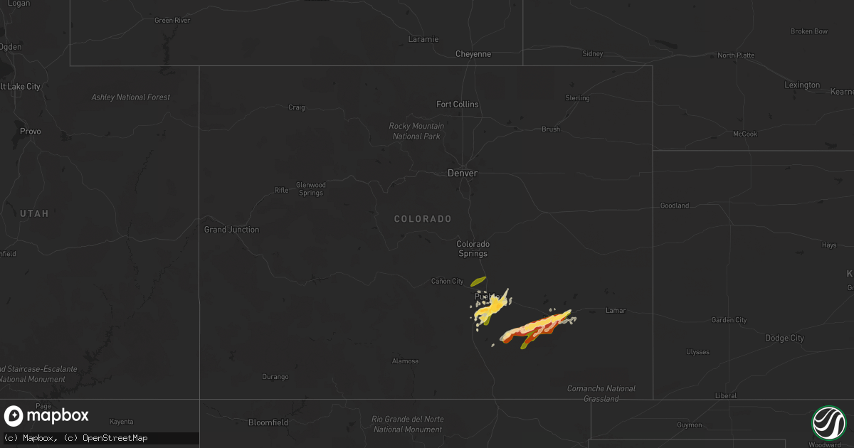 Hail map in Colorado on May 8, 2015
