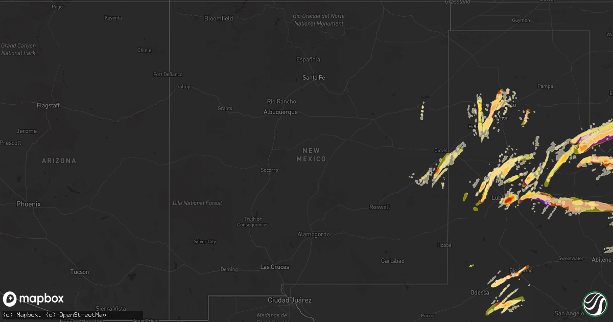 Hail map in New Mexico on May 8, 2015