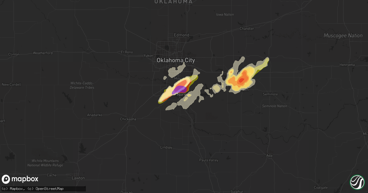 Hail map in Norman, OK on May 8, 2015