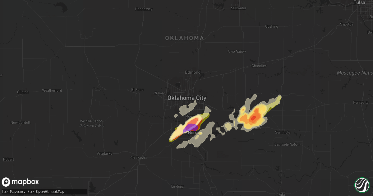 Hail map in Oklahoma City, OK on May 8, 2015