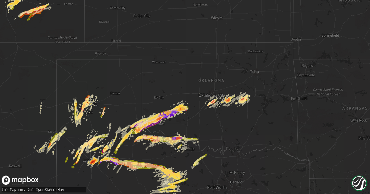 Hail map in Oklahoma on May 8, 2015