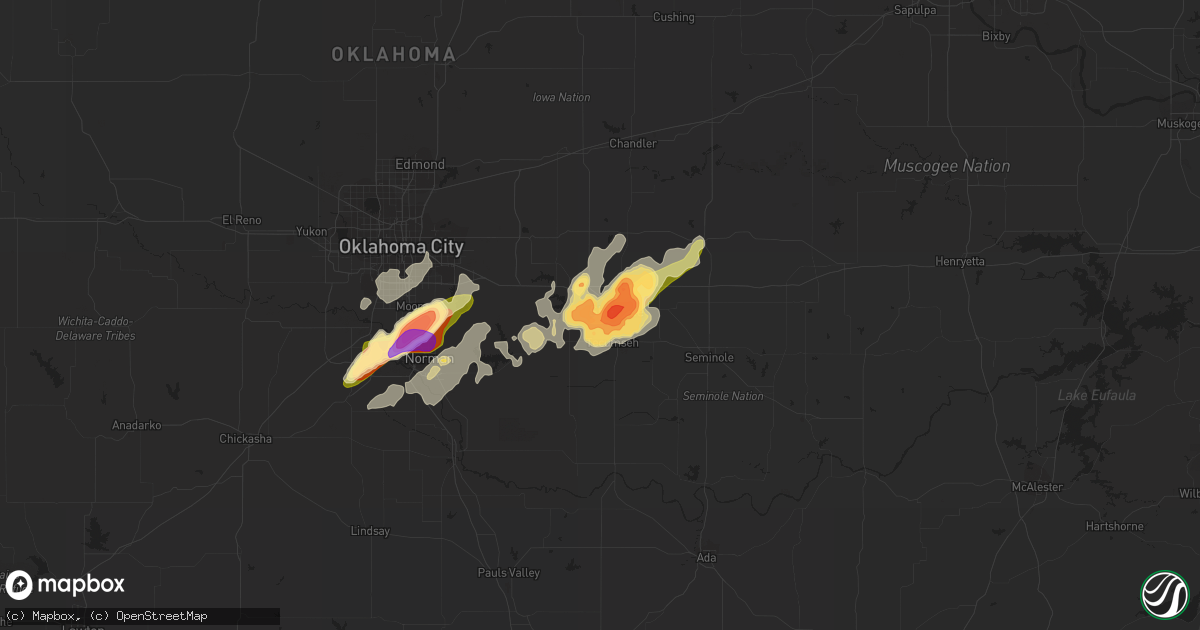 Hail map in Shawnee, OK on May 8, 2015