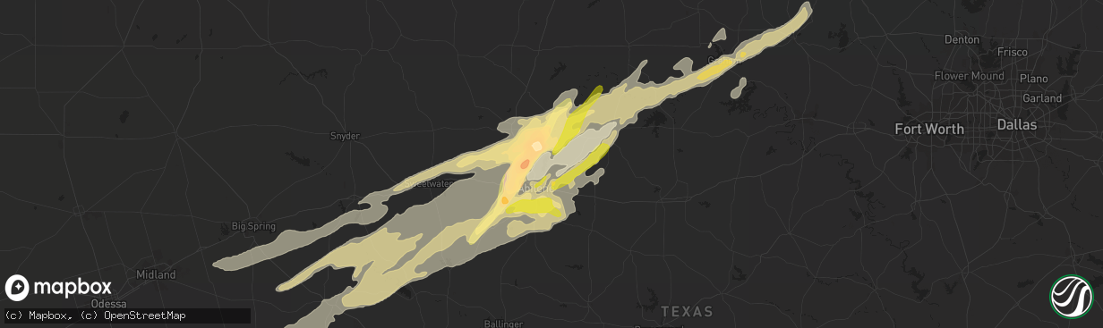 Hail map in Abilene, TX on May 8, 2016