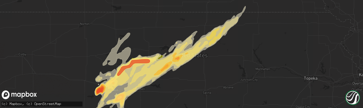 Hail map in Beloit, KS on May 8, 2016