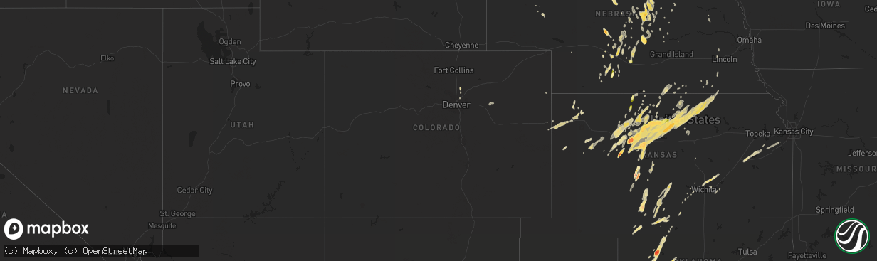 Hail map in Colorado on May 8, 2016