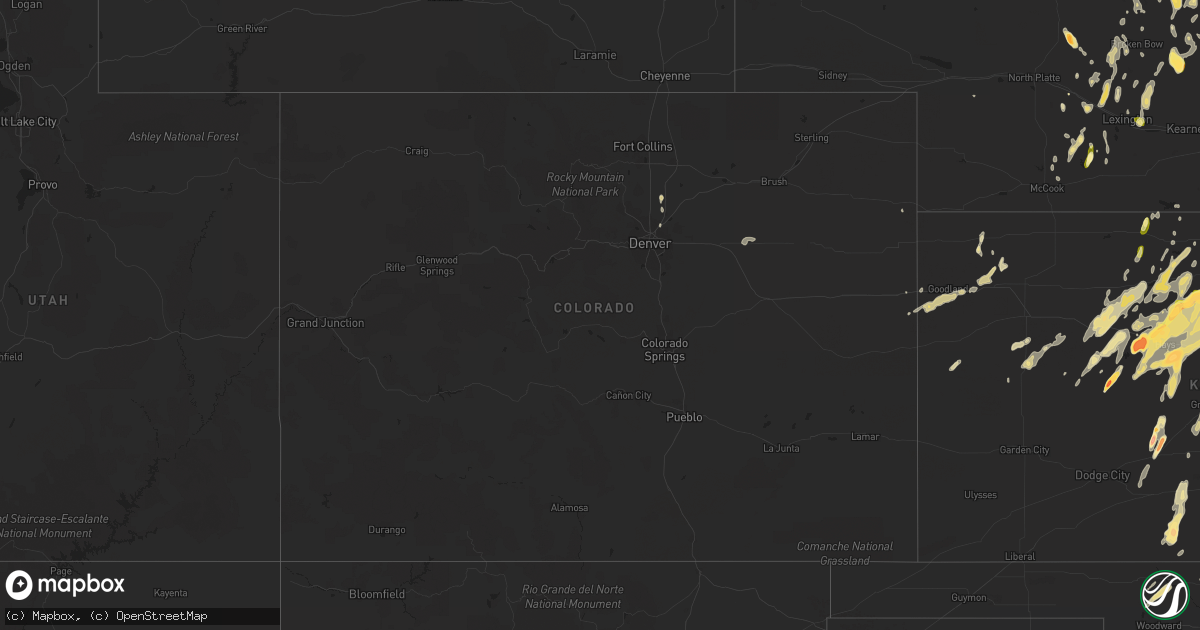 Hail map in Colorado on May 8, 2016
