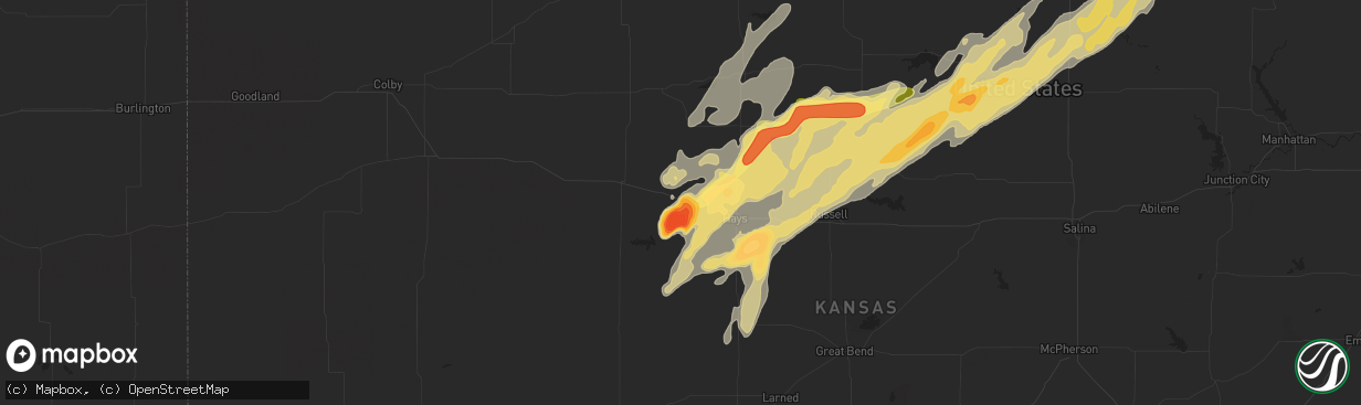 Hail map in Ellis, KS on May 8, 2016