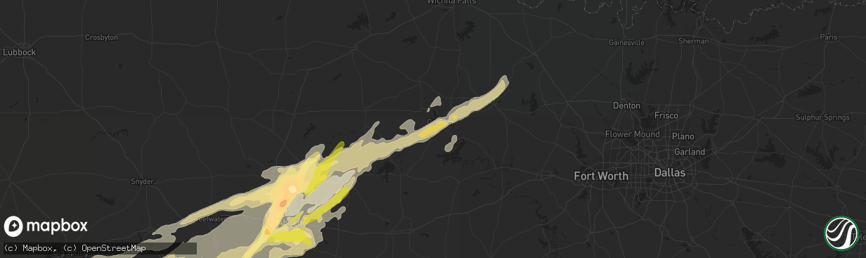 Hail map in Graham, TX on May 8, 2016