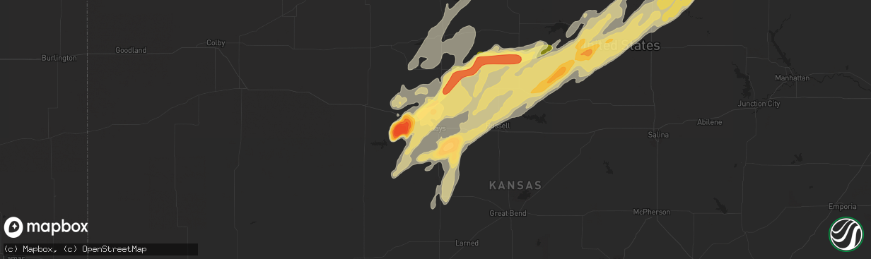 Hail map in Hays, KS on May 8, 2016